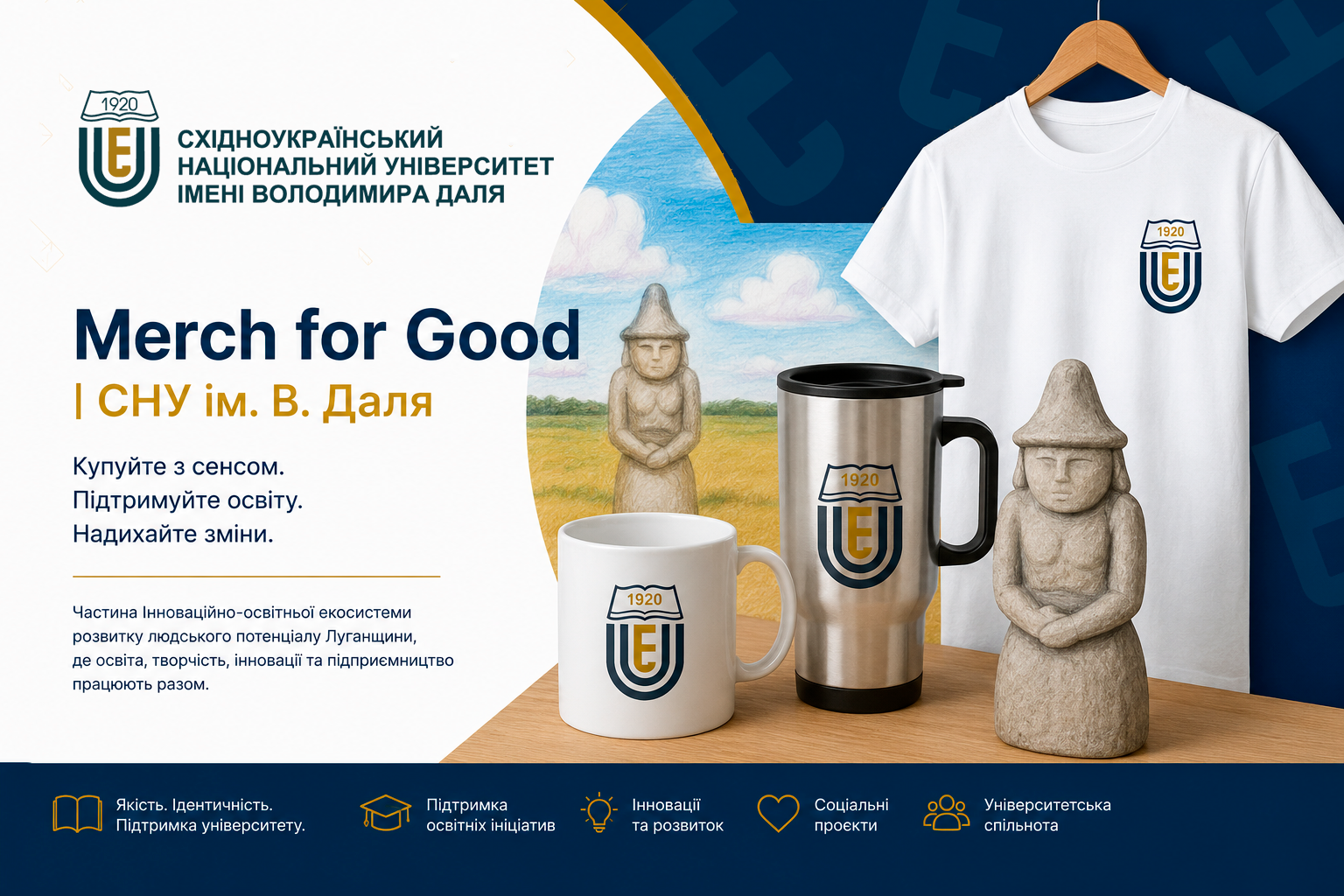 Соціальна ініціатива СНУ ім. В. Даля Merch for Good: від університетського мерчу до авторських колекцій студентів і викладачів