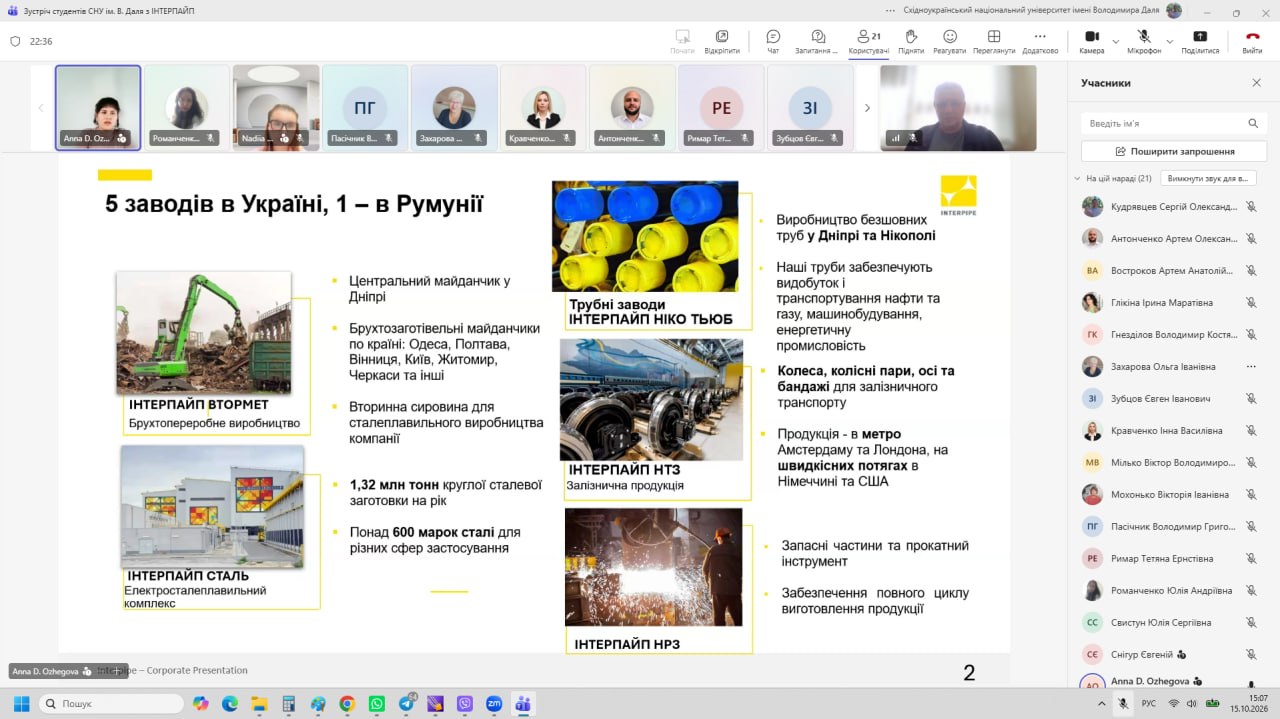 Майбутні інженери СНУ ім. В. Даля зустрілися з представниками ІНТЕРПАЙП